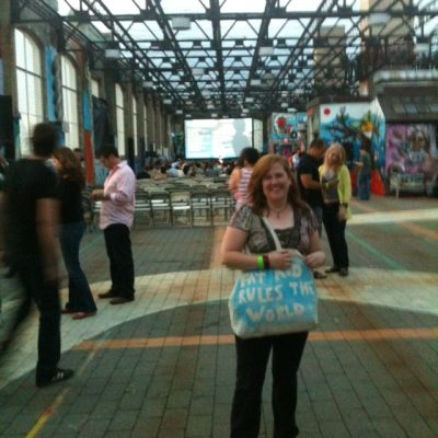 This wonderful bag was made by Katie Sawyer. NYC Rooftop festival.